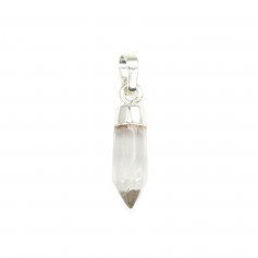 Pendentif Cristal de Roche pointe - Argenté - 6x16mm x 1pc