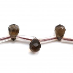 Quartz fumé goutte facette 6x9mm x 40cm