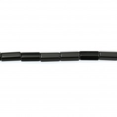 Agate noire tube facette 4x8mm x 40cm