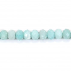 Amazonite faceted flat round beads on thread 5x8mm x 40cm