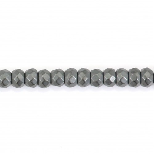 Hematite matte rondelle facet 2x3mm x 40 cm