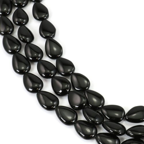 Negro ónix, gota plana, 13x18mm x 40cm