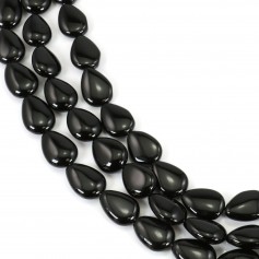 Onyx black, flat drop, 13x18mm x 40cm