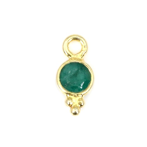 Charm Gemstone dyed emerald color round faceted 5x11mm x 1pc