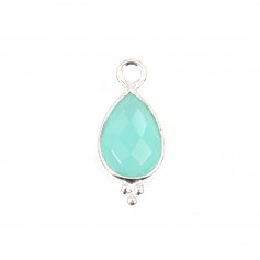 Chalcedon Charm mit facettiertem Tropfen, eingefasst in 925er Silber 7x15mm x 1Stk