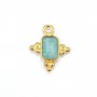 Breloque Amazonite rectangle serti argent 925 doré à l'or fin 10x13mm x 1pc
