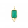 Amuleto retangular de ágata verde em prata de lei 925 com banho de ouro fino 5x13mm x 1 unidade