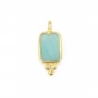 Amuleto retangular de amazonite em prata de lei 925 dourada com ouro fino 5x13mm x 1pc