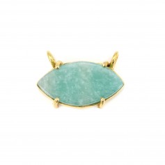 Pendentif Amazonite marquise serti argent 925 doré à l'or fin - 2 anneaux - 13x20mm x 1pc