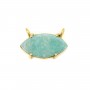 Pendentif Amazonite marquise serti argent 925 doré à l'or fin - 2 anneaux - 13x20mm x 1pc