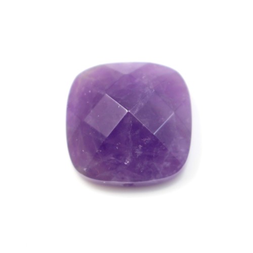 Cabochon amethyste  faceted square 14mm x 1pc