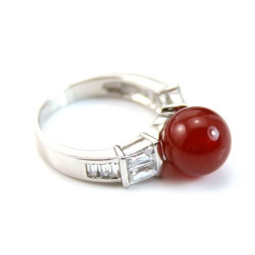 Roter Achat, einseitig halb durchbohrt, rund 10mm x 2Stk