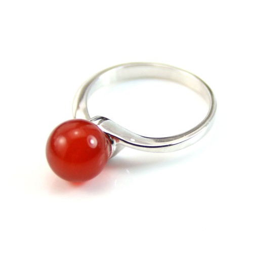 Roter Achat, einseitig halb durchbohrt, rund 6mm x 4St