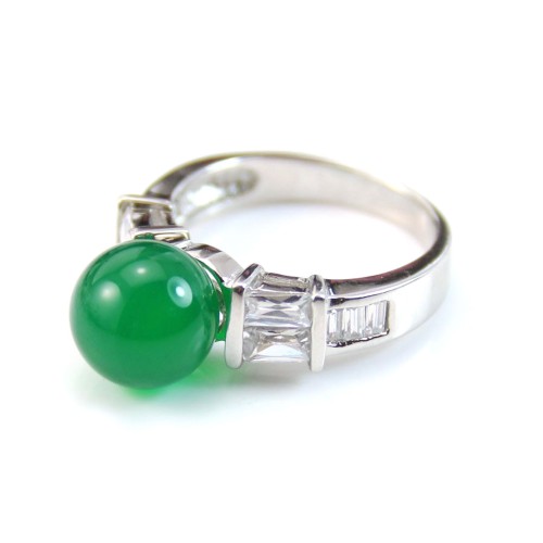 Ágata verde, semi-perfurado de um lado, redondo 8mm x 4pcs