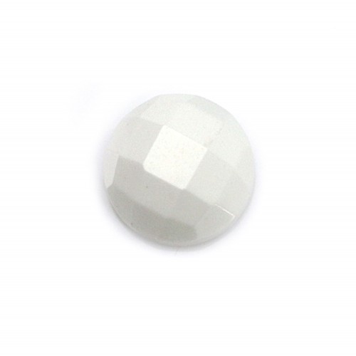 Cabochon agate blanc ronde facette 6mm x 1pc