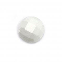 Cabochon agate blanc ronde facette 6mm x 1pc