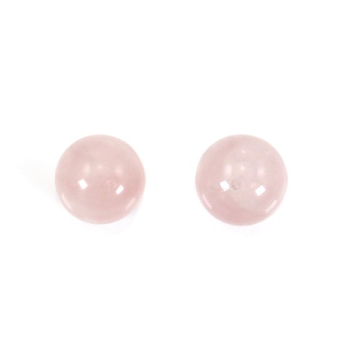 Pink quartz, half drilled, round 10mm x 3pcs