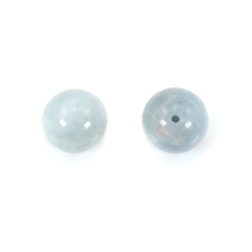 Aquamarine half drilled round 10mm x 1pc