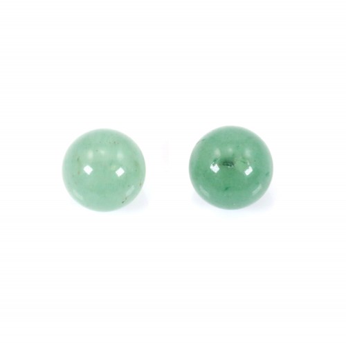 Aventurine verte, semi-percé d'un côté, ronde 8mm x 2pcs