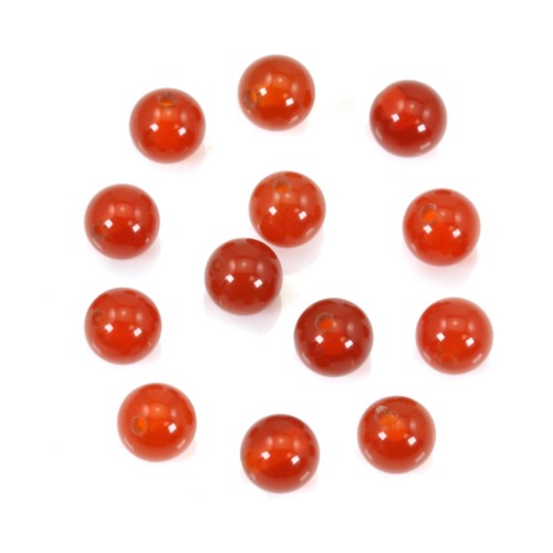 Red agate tinted half drilled 4mm x 2pcs