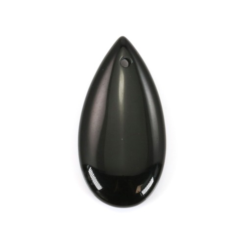 Pendant black agate drop 15x30mm x 1pc