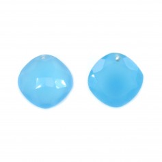 Pendentif calcédoine teinté rond facette 15mm x 1pc