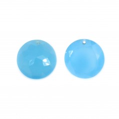 Pendentif calcédoine teinté rond facette 15mm x 1pc