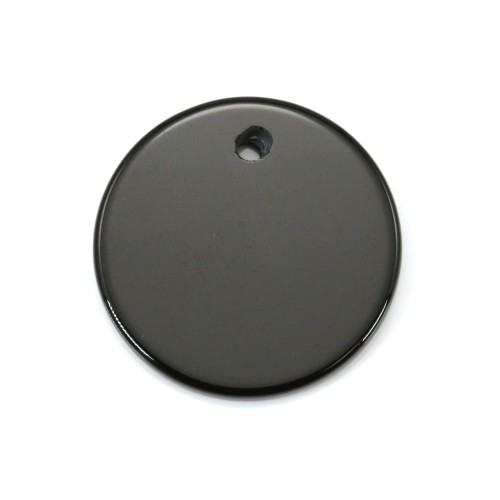 Pendant black agate round 20mm x 1pc