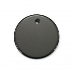 Pendentif agate noir rond 20mm x 1pc