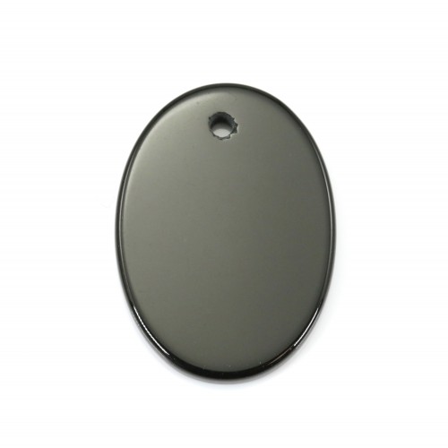 Pendant black agate oval 15x20mm x 1pc