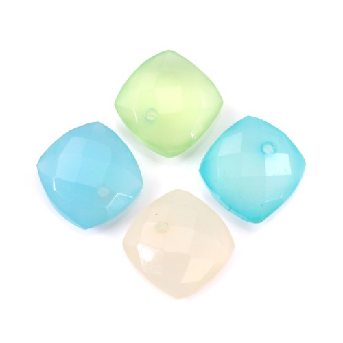 Pendant blue chalcedony faceted 10mm x 1pc