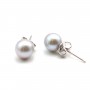 Boucles d'oreilles argent 925 perles d'eau douce grise 6.5-7mm x 2pcs
