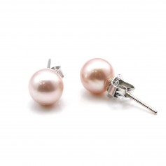 Earring  silver 925 Rose Freshwater Pearl 6.5-7mm x 2pcs