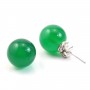Earrings : green onyx & silver 925 round 10mm x 2pcs  