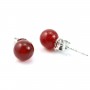 Boucles d'oreilles : agate rouge ronde argent 925 6mm x 2pcs 