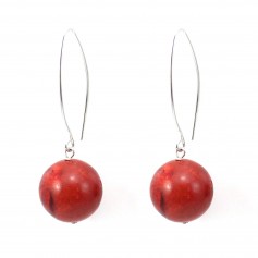 Boucle d'oreille argent 925 Corail éponge 14mm x 2pcs 