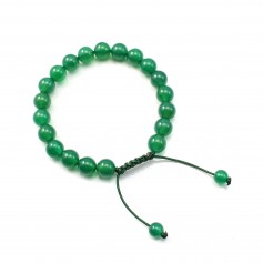Bracelet agate vert teinté boule rond 8mm 