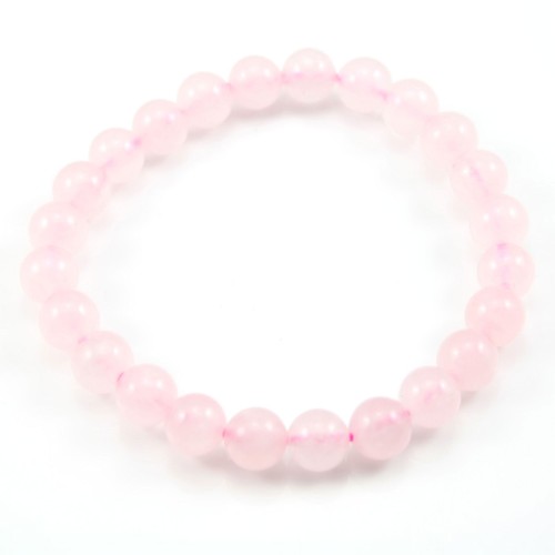 Bracelet Saliy Quartz Rose Boule Ronde 8 MM