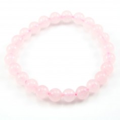 Bracelet Saliy Quartz Rose Boule Ronde 8 MM