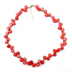 COLLIER SIMPLE BAMBOO DE MER ROUGE ROND PLAT
