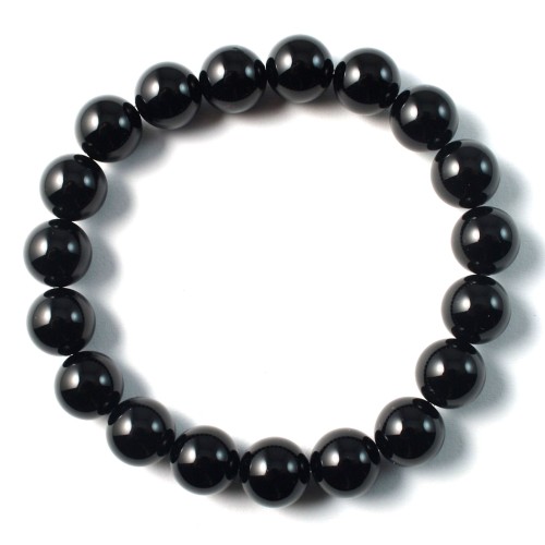 Pulseira de ônix preto redondo 10mm - Elástico x 1pc