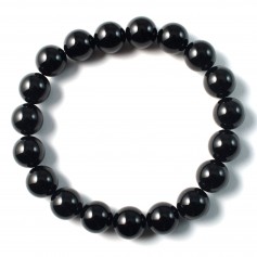 Bracelet Agate noir boule rond 10 mm 