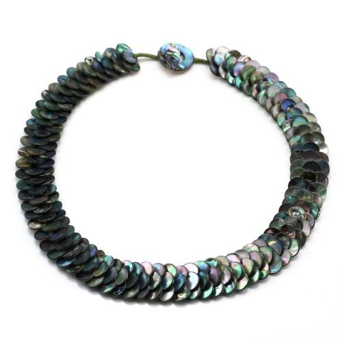 Collier simple nacre grise abalone