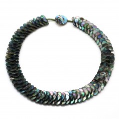 Collier simple nacre grise abalone