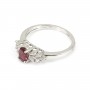 Bague tourmaline rouge & zirconium en argent 925 rhodié x 1pc