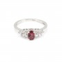 Red tourmaline ring 925 silver rhodium x 1pc