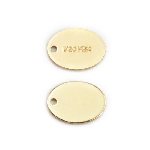 Tag oval en gold filled 14 carats 5.5x7.3mmmm x 2pcs