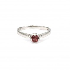 Red tourmaline ring 925 silver rhodium x 1pc