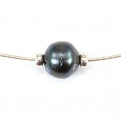 Collier  Perles Tahiti Chaîne Argent 925 45cm x 1pc