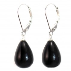 Boucles d'oreilles : onyx goutte argent 925 dormeuse x 2pcs 